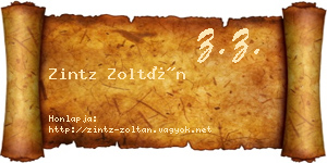 Zintz Zoltán névjegykártya